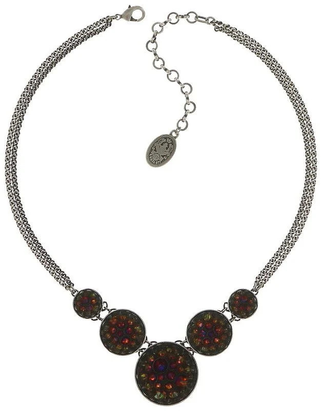 Necklace Orchid Hybrid Brown / Orange crystal volcano Silver Orange, Brown