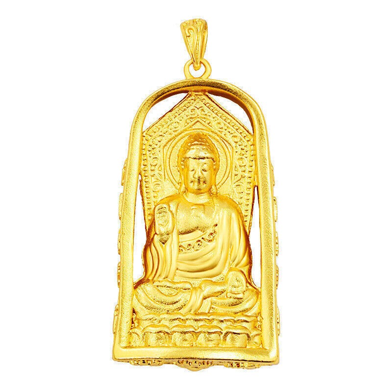 Buddha 23K 24K THAI BAHT YELLOW GOLD Charm Necklace Pendant NEW