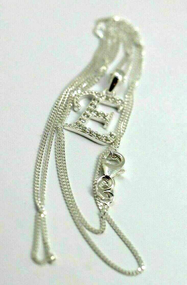 Sterling Silver CZ Initial E Pendant with 45cm + 5cm Extender Chain -Free post