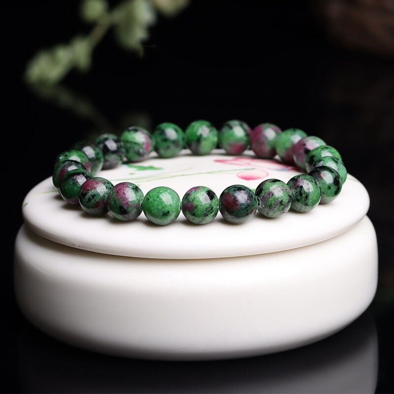 Natural Ruby in Zoisite 8MM Beads Crystal Energy Protection Stretchy Bracelet