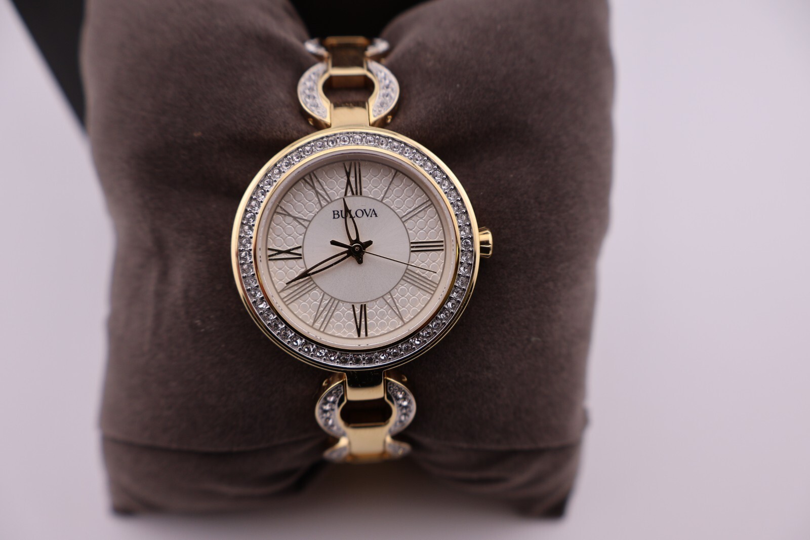 Bulova 98L300 Classic Crystal Bezel Stainless Steel Quartz Gold-Tone Wristwatch