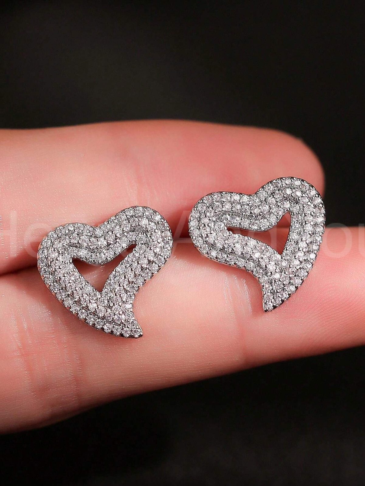 2ct Round Cut Moissanite Cluster Heart Valentine Stud Earrings White Gold Plated