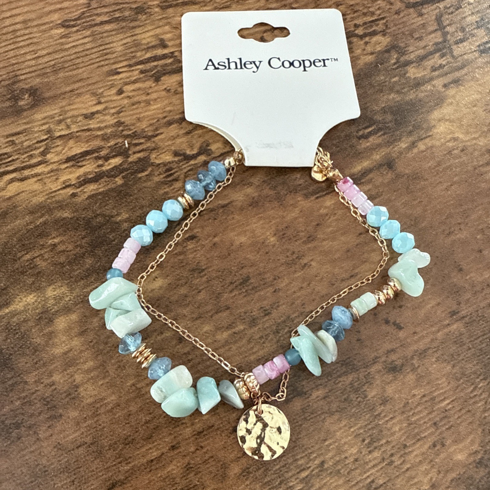 NEW NWT Ashley Cooper 2 Bracelet Set Colorful Beads/gold Chain Beautiful