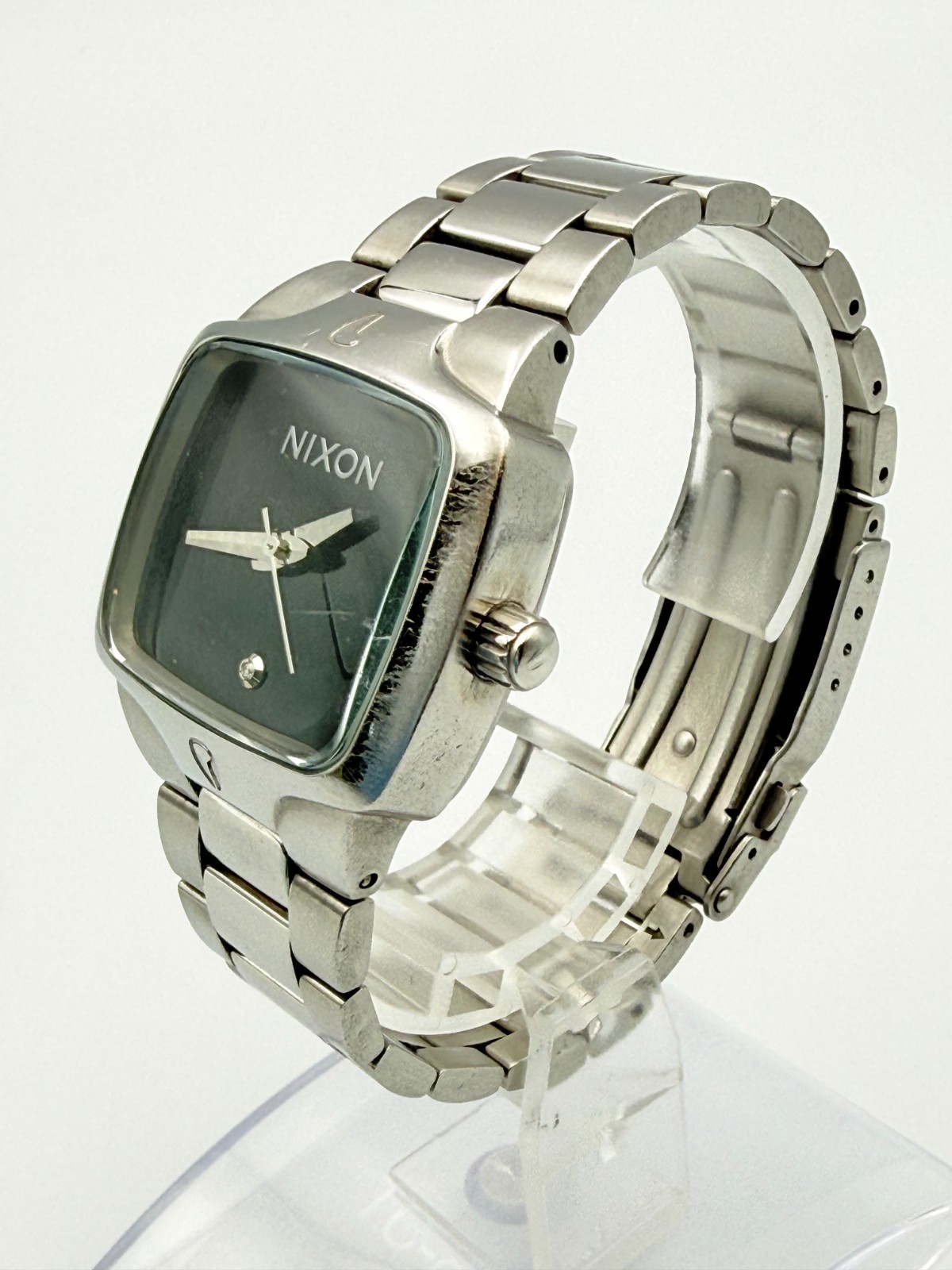 NIXON The SMALL PLAYER Qz Silver Black Dial Watch Wrist 16cm (6.3 in) – Rank C