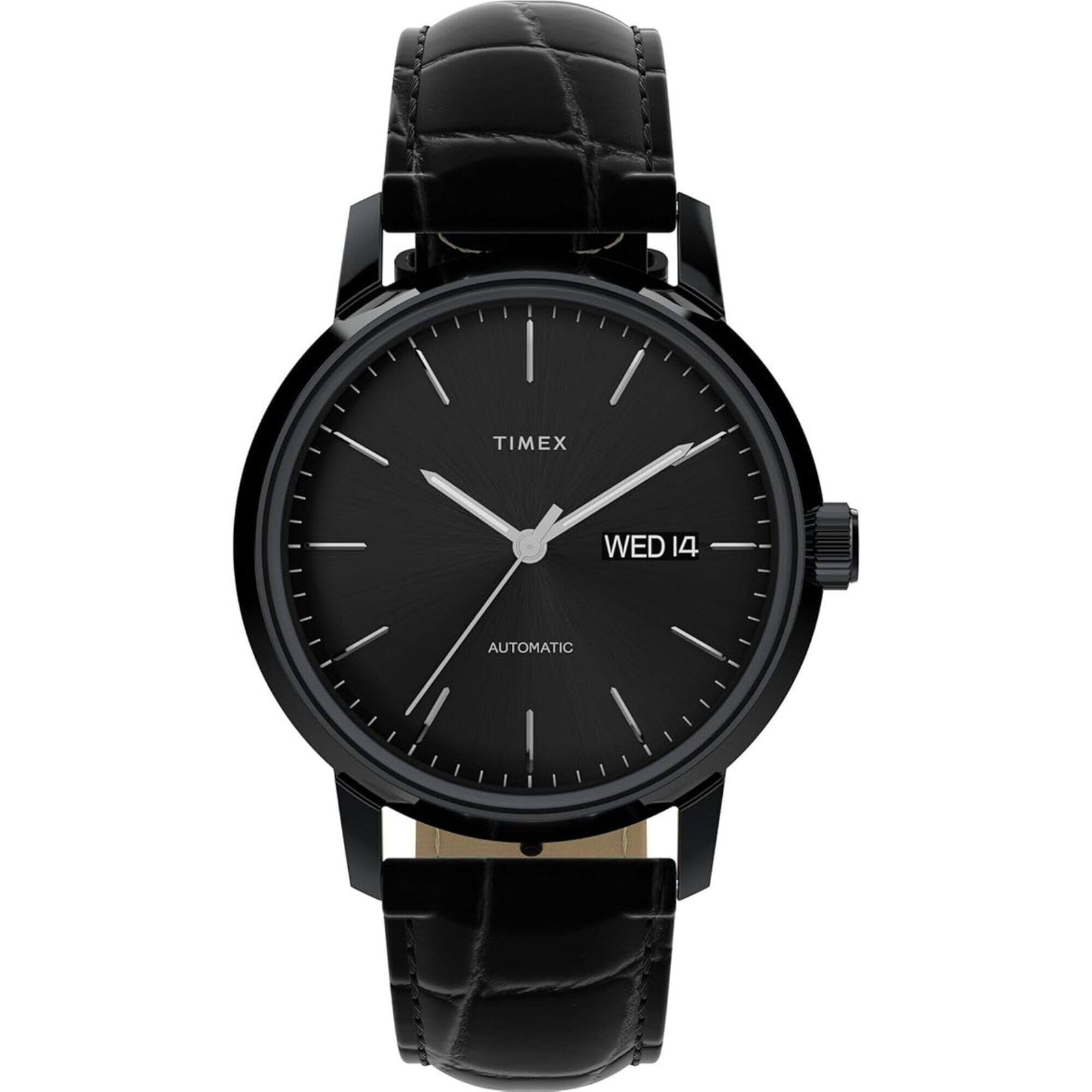 Timex Men’s Watch Marlin Automatic Black Dial Leather Strap Day-Date TWH6Z9010VQ