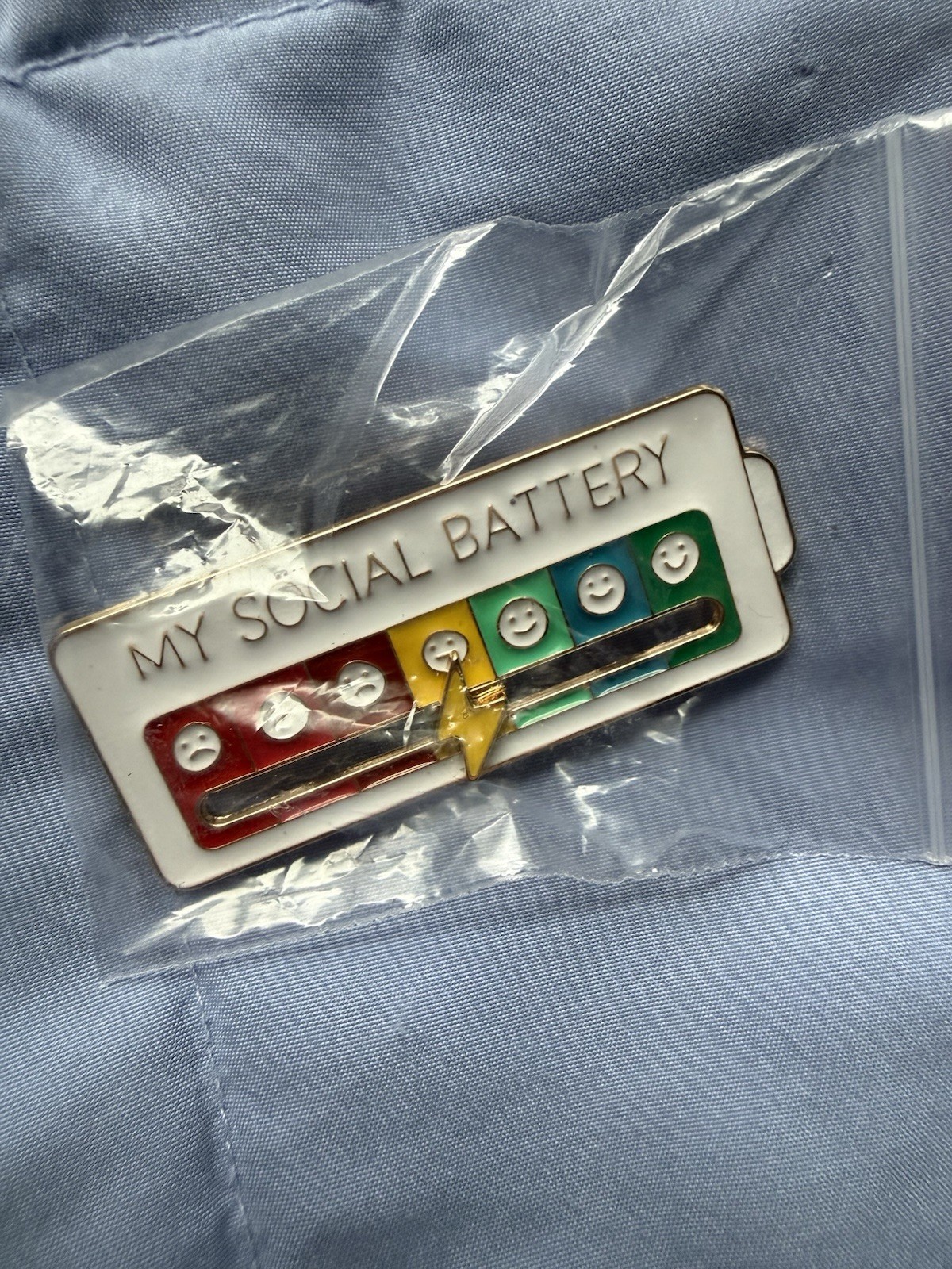 Sliding My Social Battery Enamel Mood Pin for Introverts Extroverts Mood Tracker