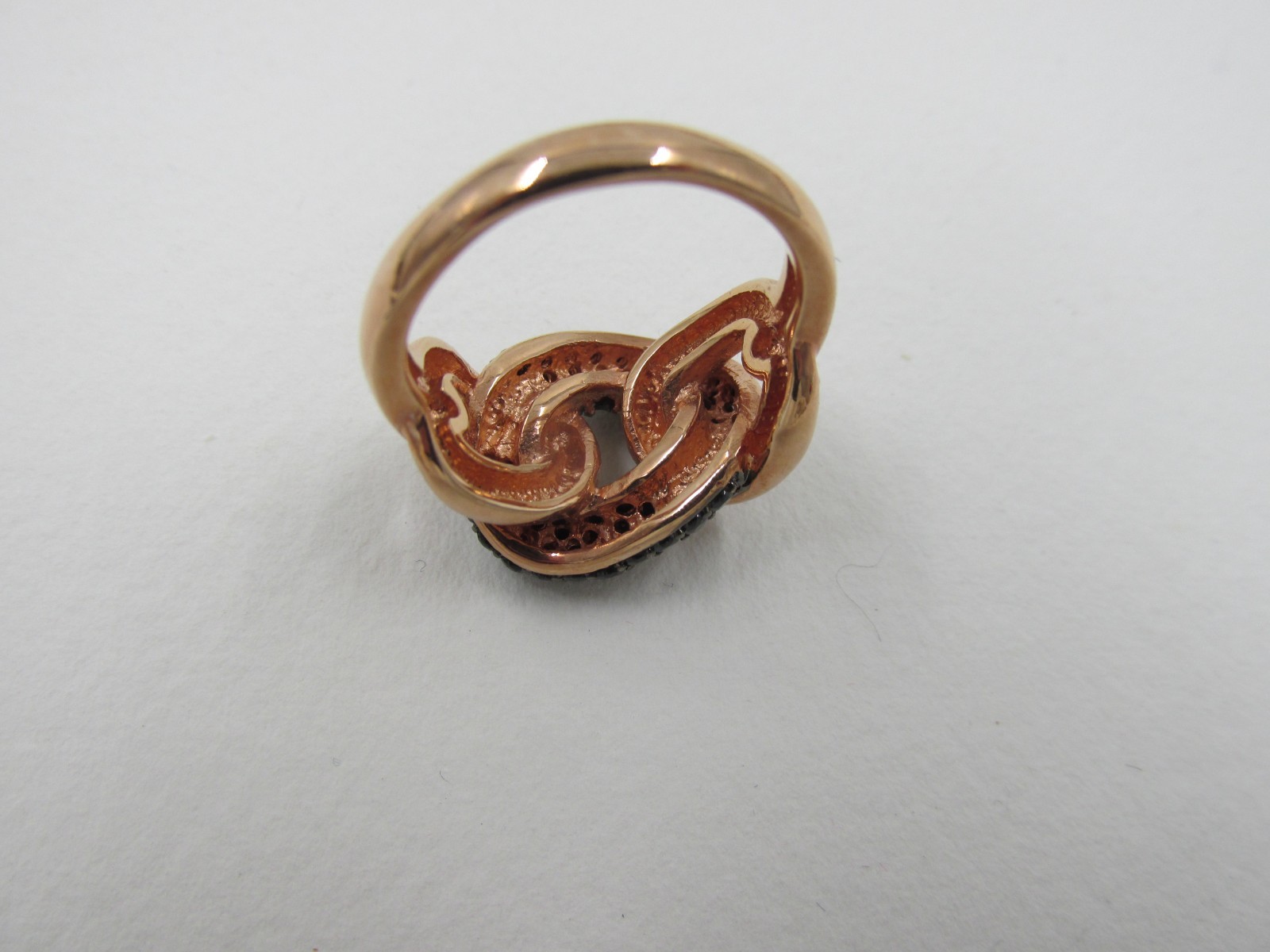 Signed Milor Italy Bronze Black Spinel Gemstone Ring Size 8 Unique Design