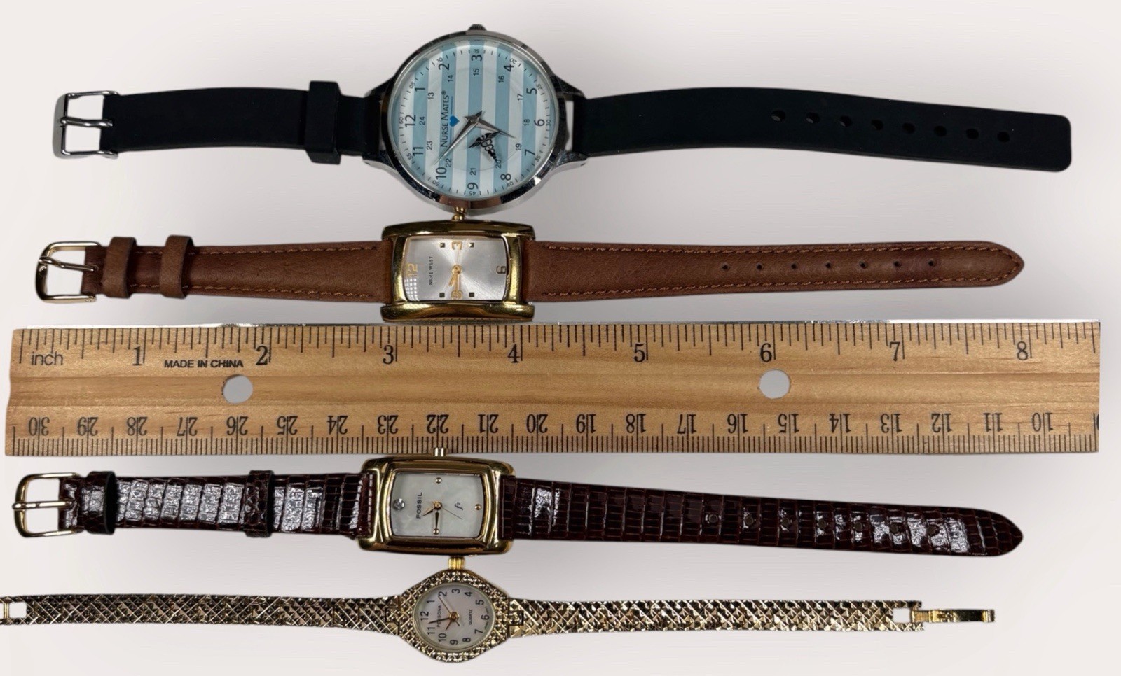 Nurse Mates Nine West Fossil Persona Lot Of 4 Ladies Quartz Watches Working