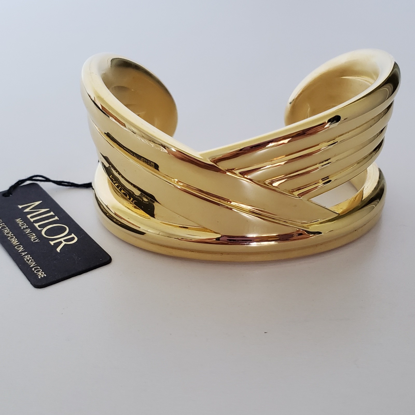 MILOR ITALY 14K Yellow Gold Resin Core Cuff Bracelet