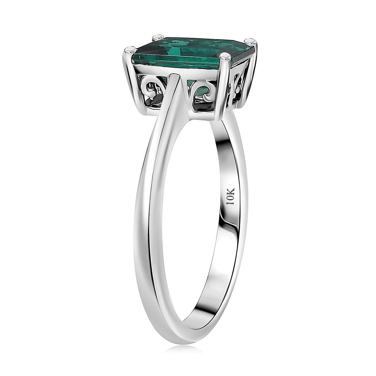 AAA Lab Grown Emerald 2.17 ctw Solitaire Ring in 10K White Gold Size 9.0