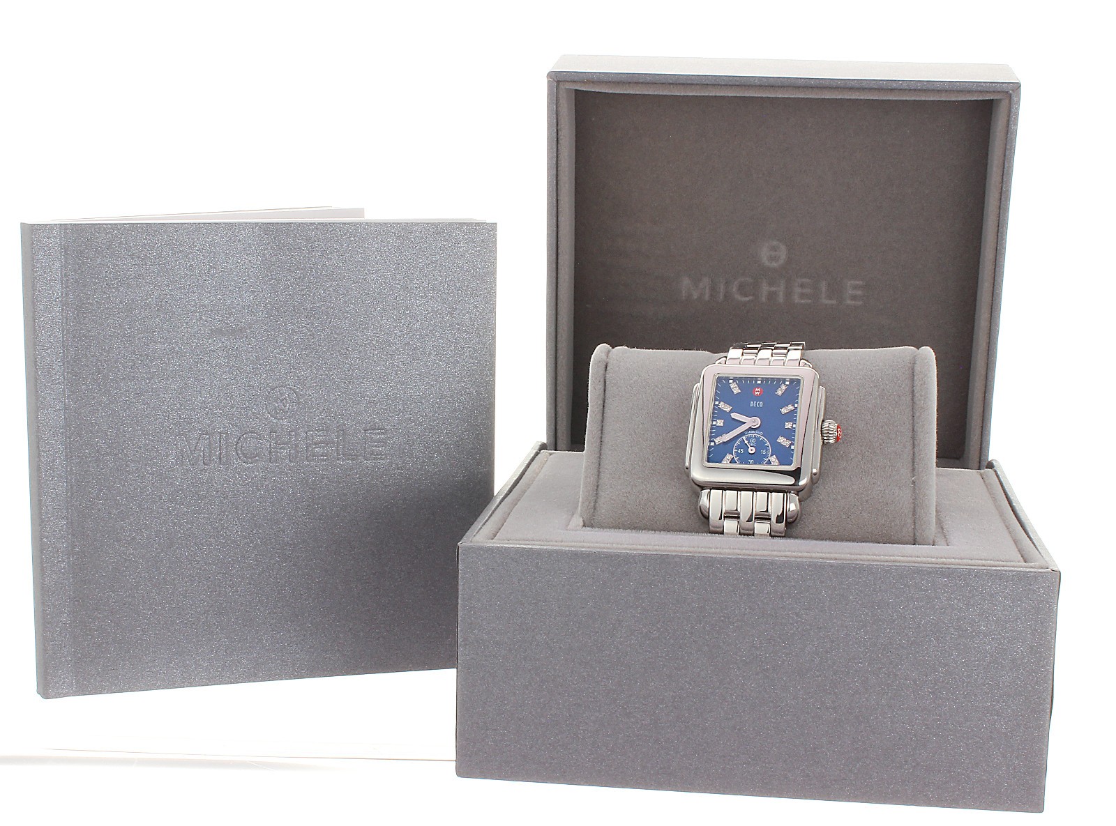 DISPLAY MODEL MICHELE DECO MID DIAMOND BLUE DIAL LADIES 29MM WATCH MW06V00A0956