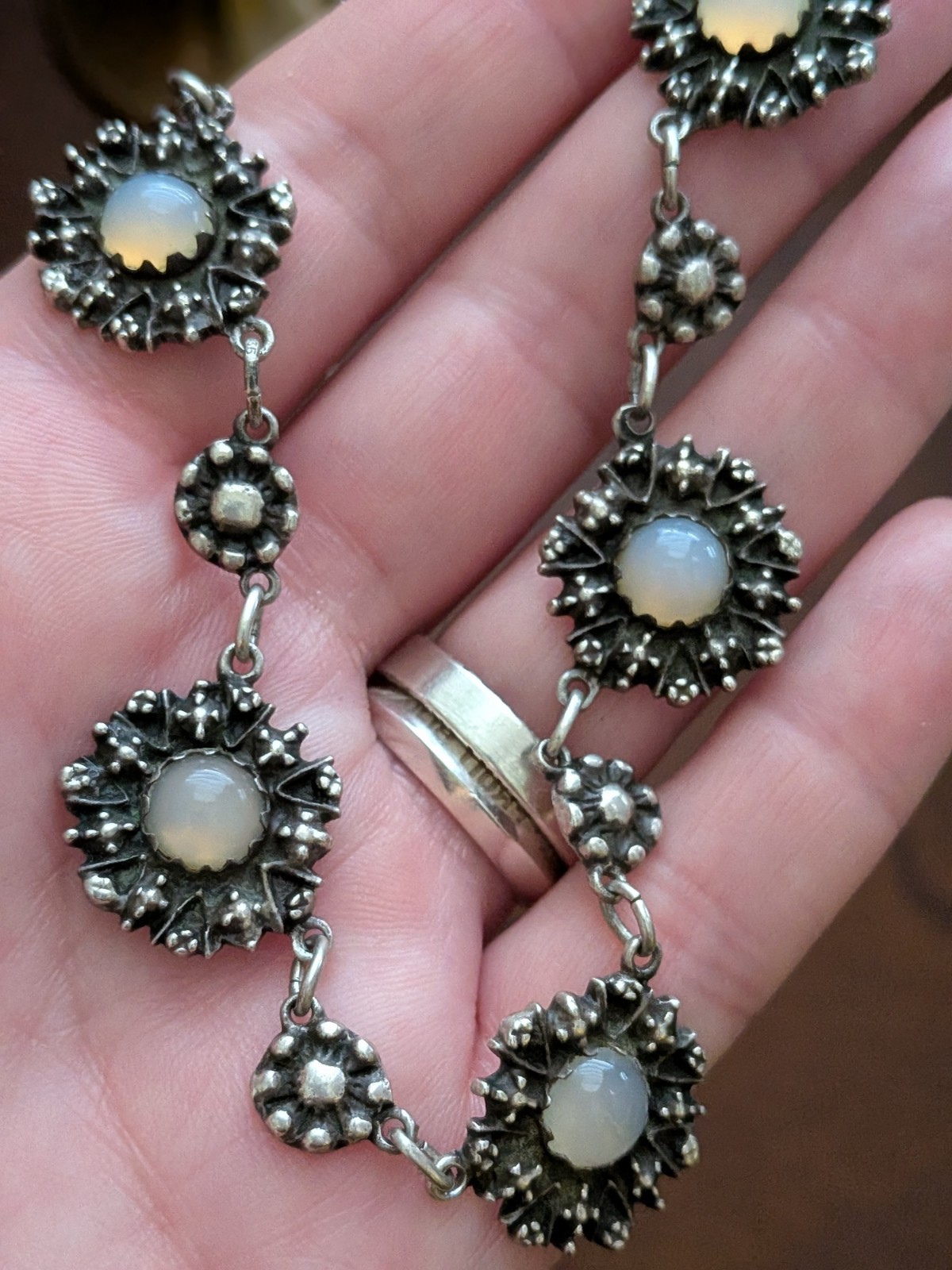 Vintage Modernist Dutch Silver Chalcedony Necklace from The Netherlands