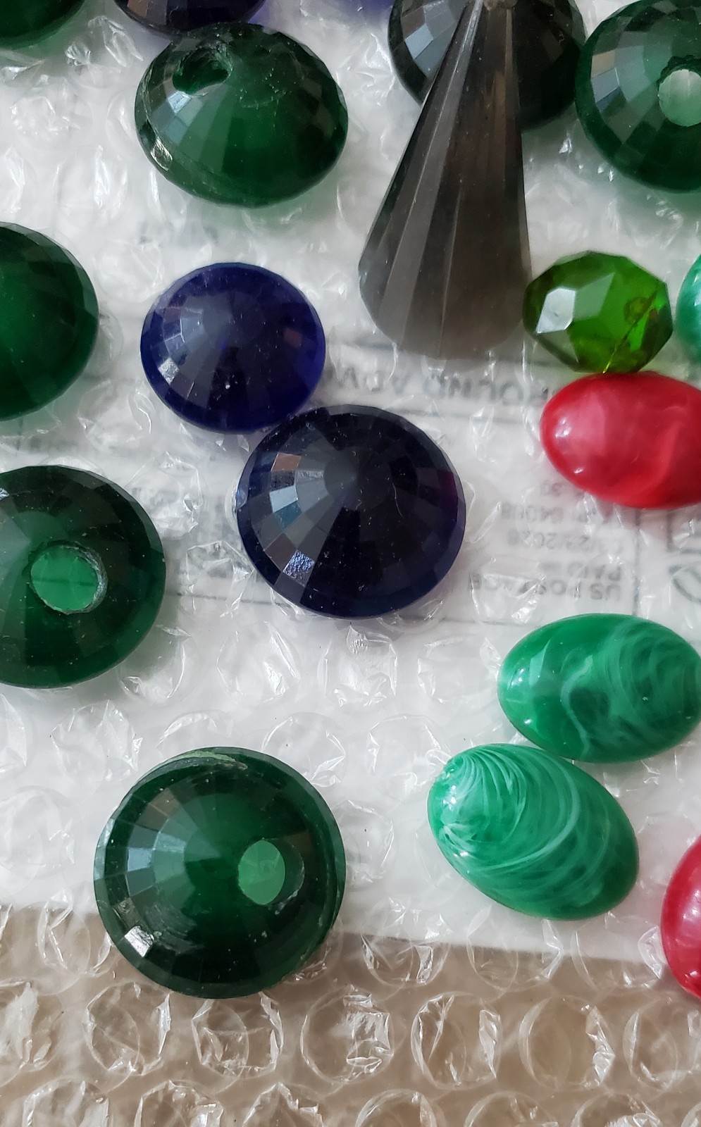 Vintage 1950s Transparent Lucite Cabachons Purple Forest Green Midnight Blue +