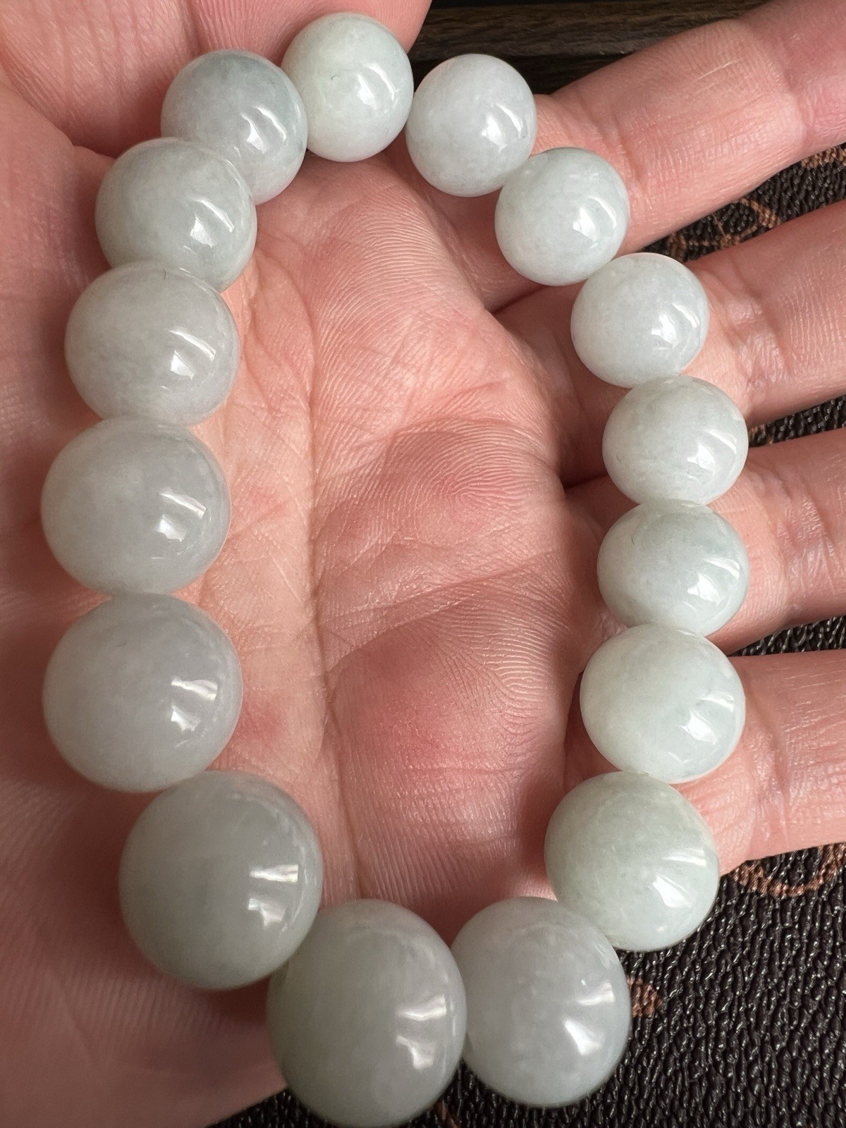 Natural Type A Jadeite Jade Bracelet 13mm Large Beads