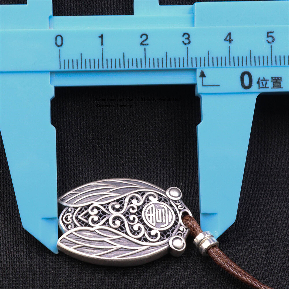 Pure S999 Fine Silver 999 Men Women Lucky Cicada Pendant 9-10g 32*22mm