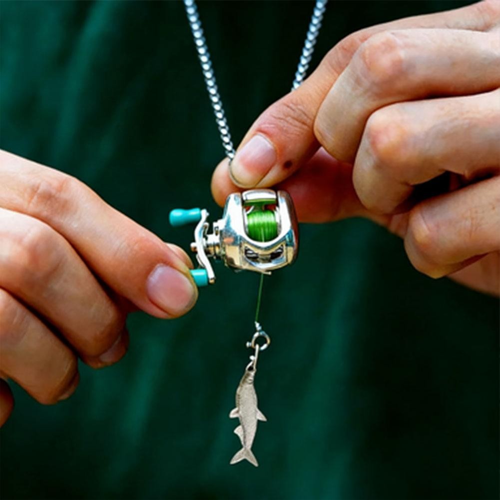 Fishing Reel Necklace Mini Rotating Reel Necklace Angler Jewelry Pendant Gift