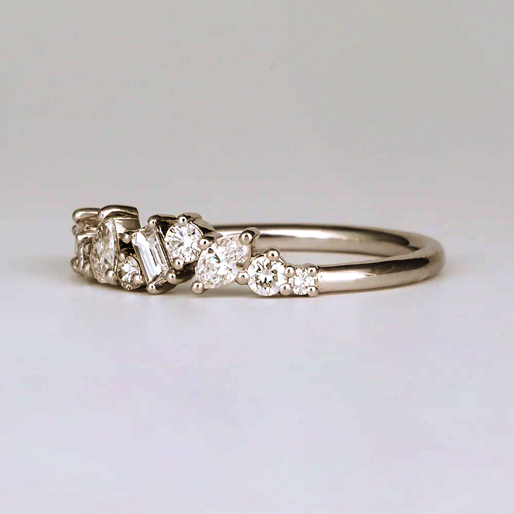 Diamond Stacking Band 14K White Gold Lab Grown Pear Cut 0.60 Ct GLI HRD Ring
