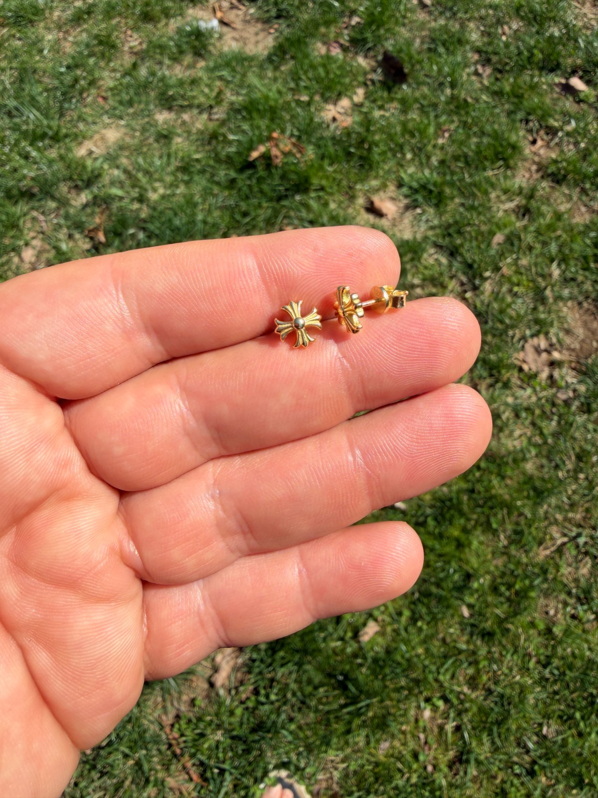 Real 14k Gold Over Solid 925 Silver Men Hearts Chrome Star Earrings Plain Studs