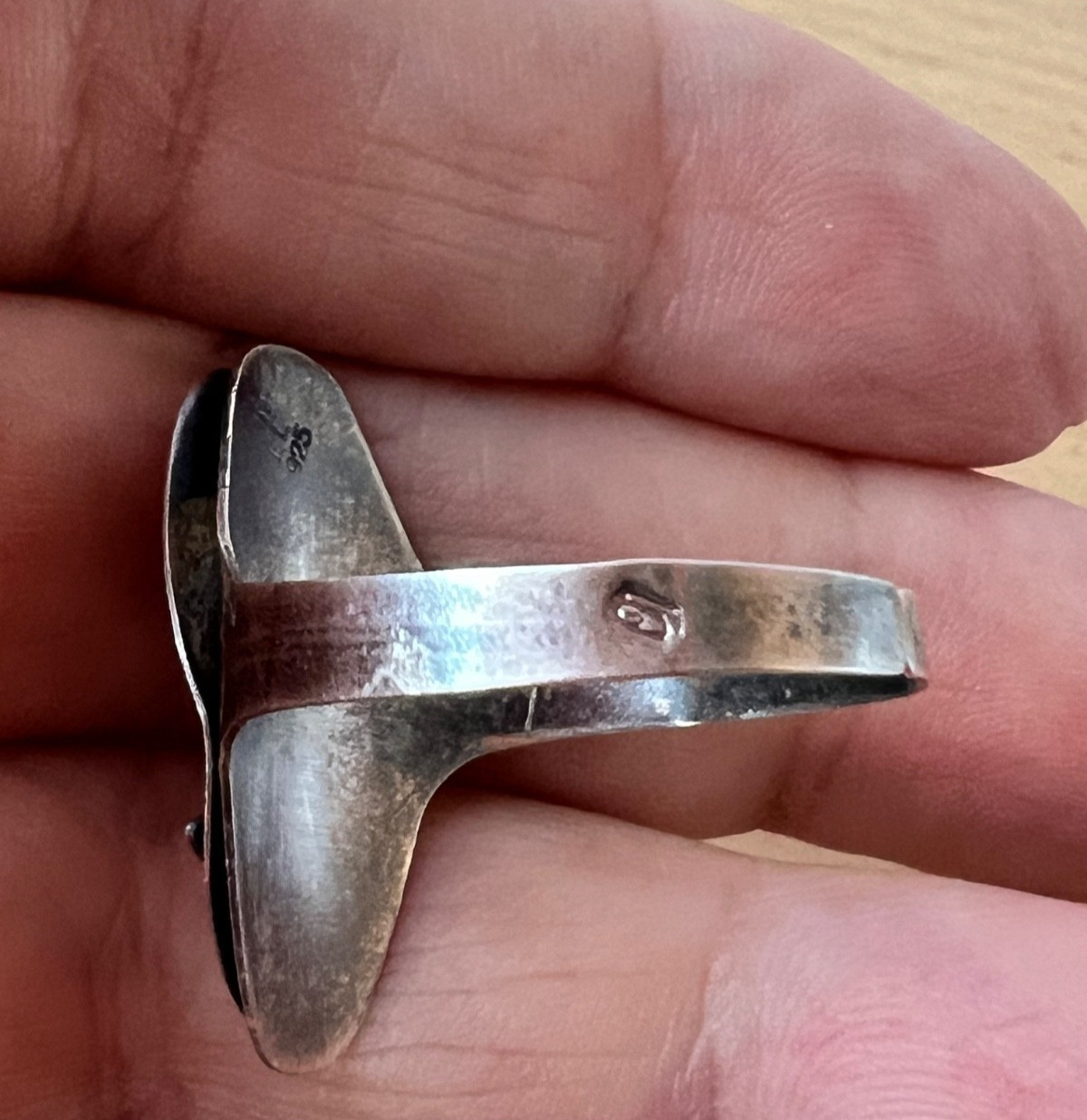 VINTAGE OXIDIZED 925 STERLING SILVER MENORAH ISRAEL RING ADJUSTABLE SIZE RARE