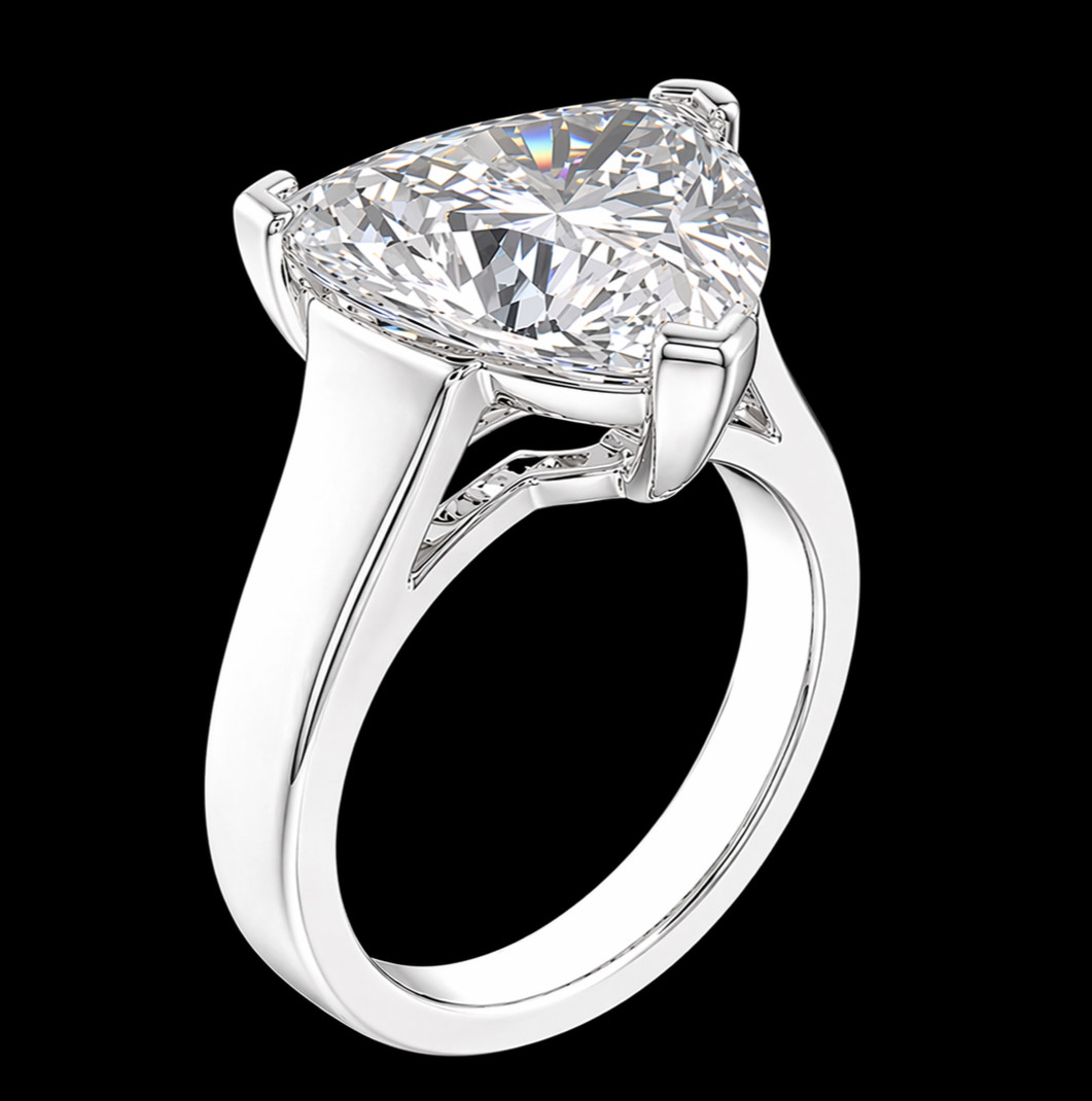 RARE 4.30 Ct Certified Trillion Cut White Natural Diamond Ring White Gold Finish