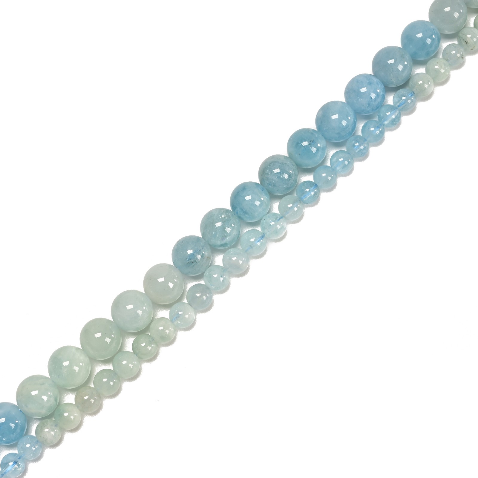 Natural Gradient Aquamarine Smooth Round Beads Size 6mm 10mm 15.5″ Strand