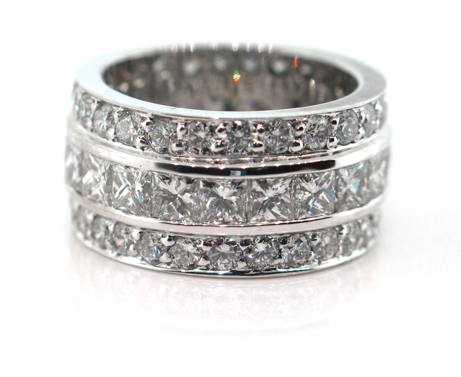 7.71 CT Natural Princess & Round Brilliant Diamond Eternity Band VS/G White Gold