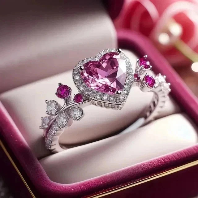 2.50 Ct Heart Cut Natural Sapphire & Diamond Wedding Ring 925 Sterling Silver