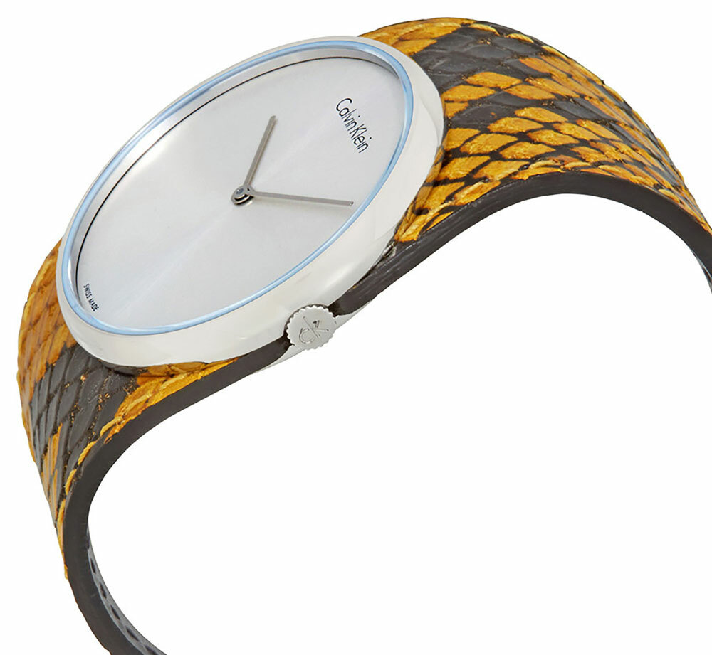 Calvin Klein Spellbound Yellow and Black Leather Quartz Womens Watch K2E23626