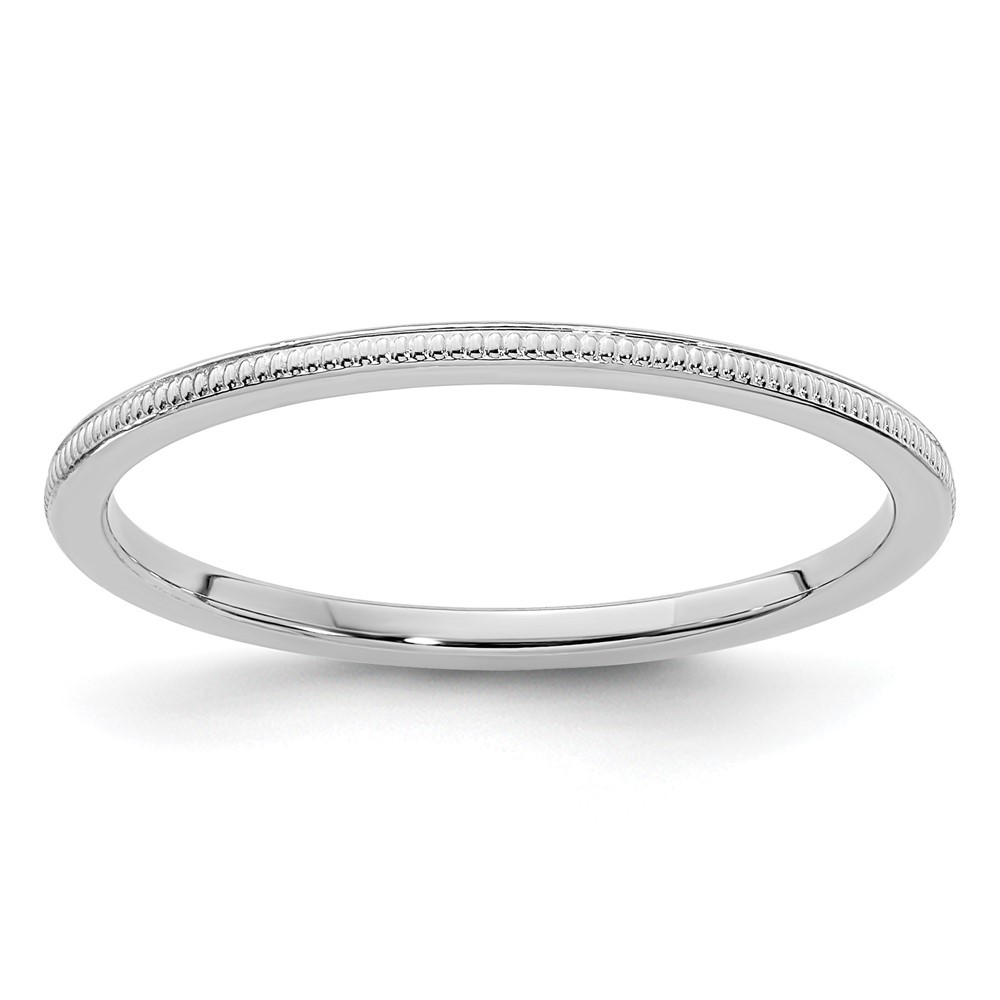 10K White Gold 1.2mm Milgrain Stackable Band Ring Size 7