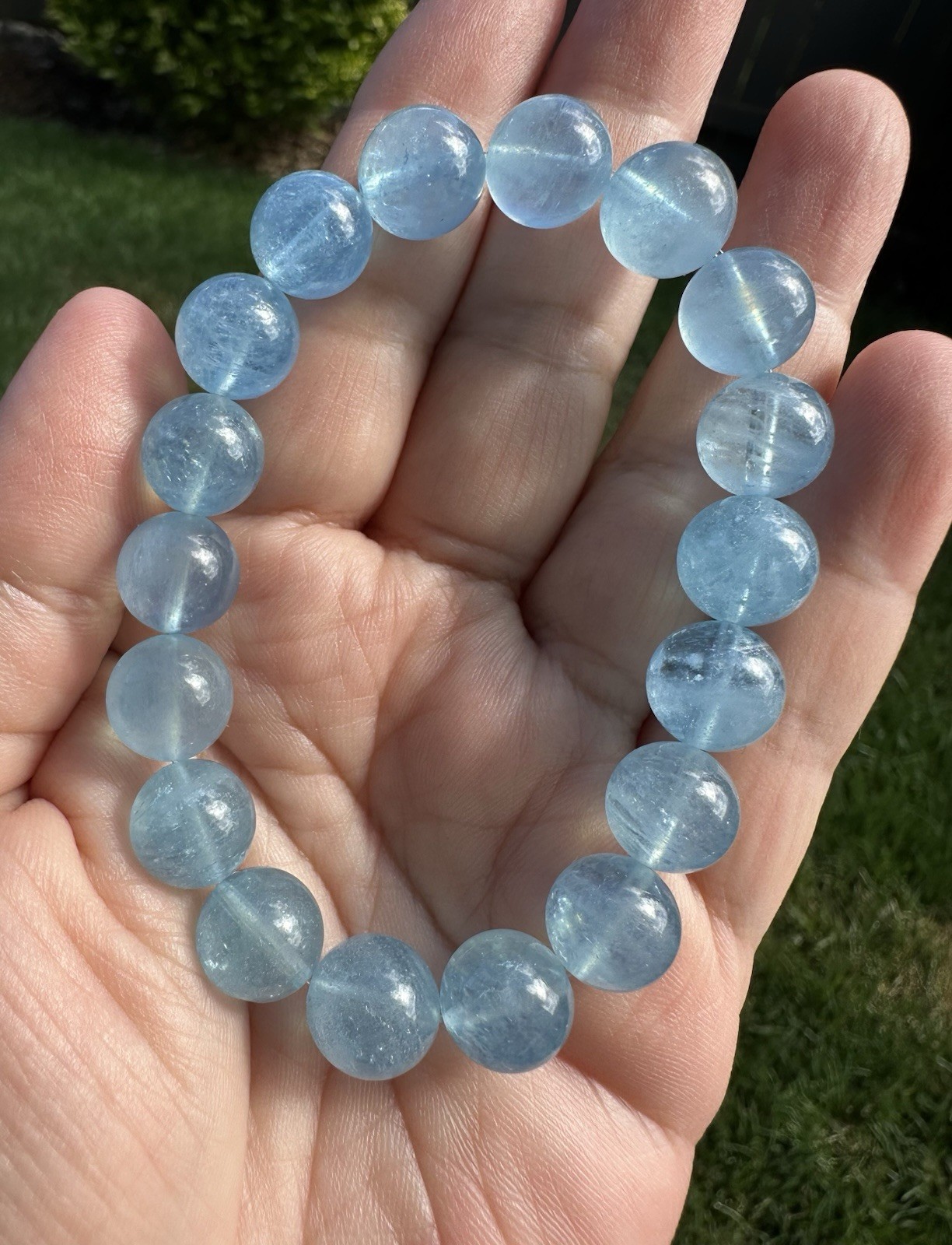 10.5-10.8mm High Quality Aquamarine Bracelet