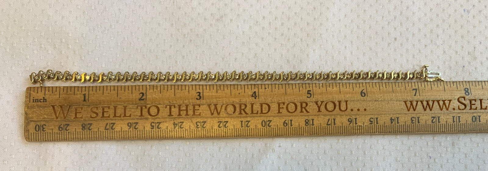 10K Yellow Gold Diamond Bracelet 7.71g Fine Jewelry 7″ Round Prong Box Clasp