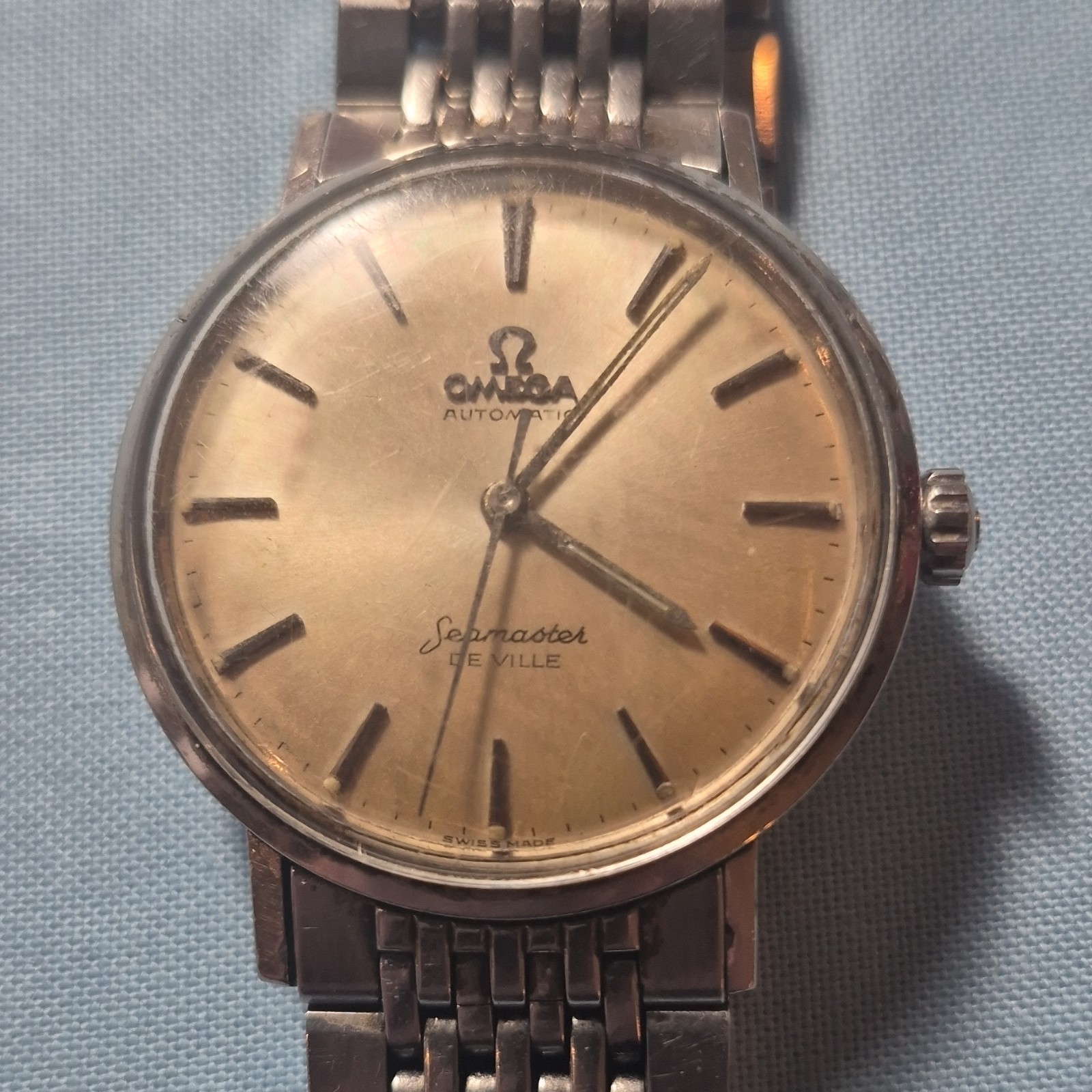 OMEGA Seamaster 1959-1963 Auto Gold Dial 34mm Steel Beads of Rice Bracelet