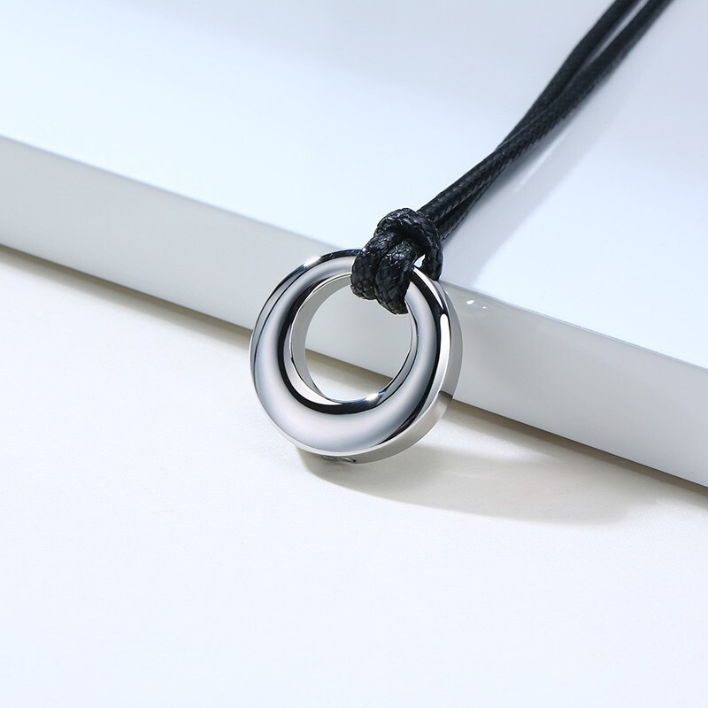 New Wax Rope Women Necklace Ash Urn Circle Charm Pendant Cremation Classic Gift