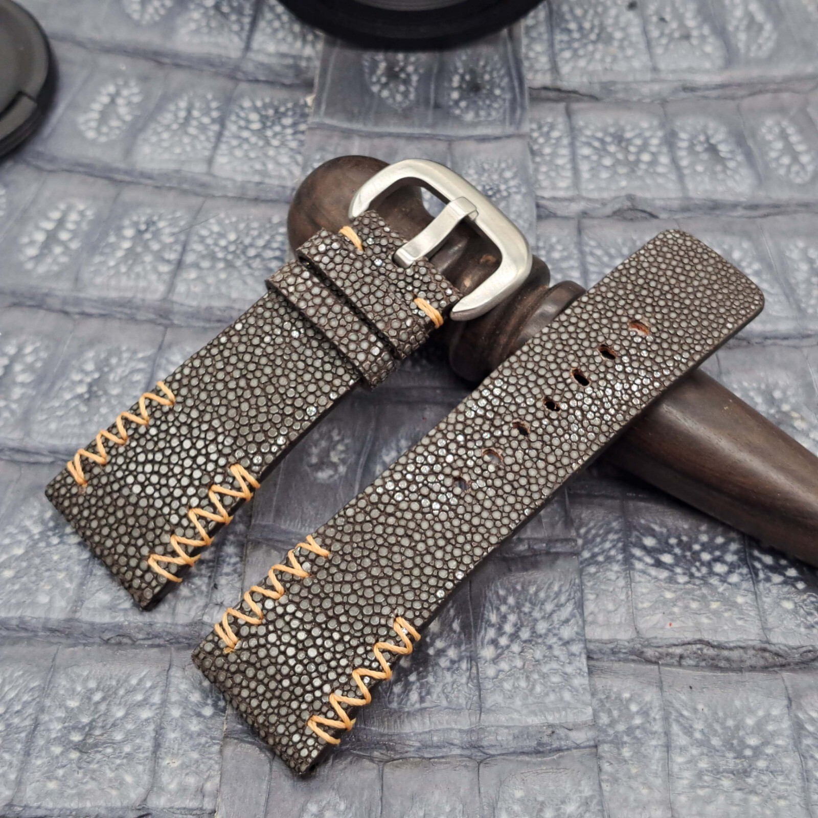 28mm/24mm Stingray Leather Watch Band Bespoke Exotic Leather Minimalist Design