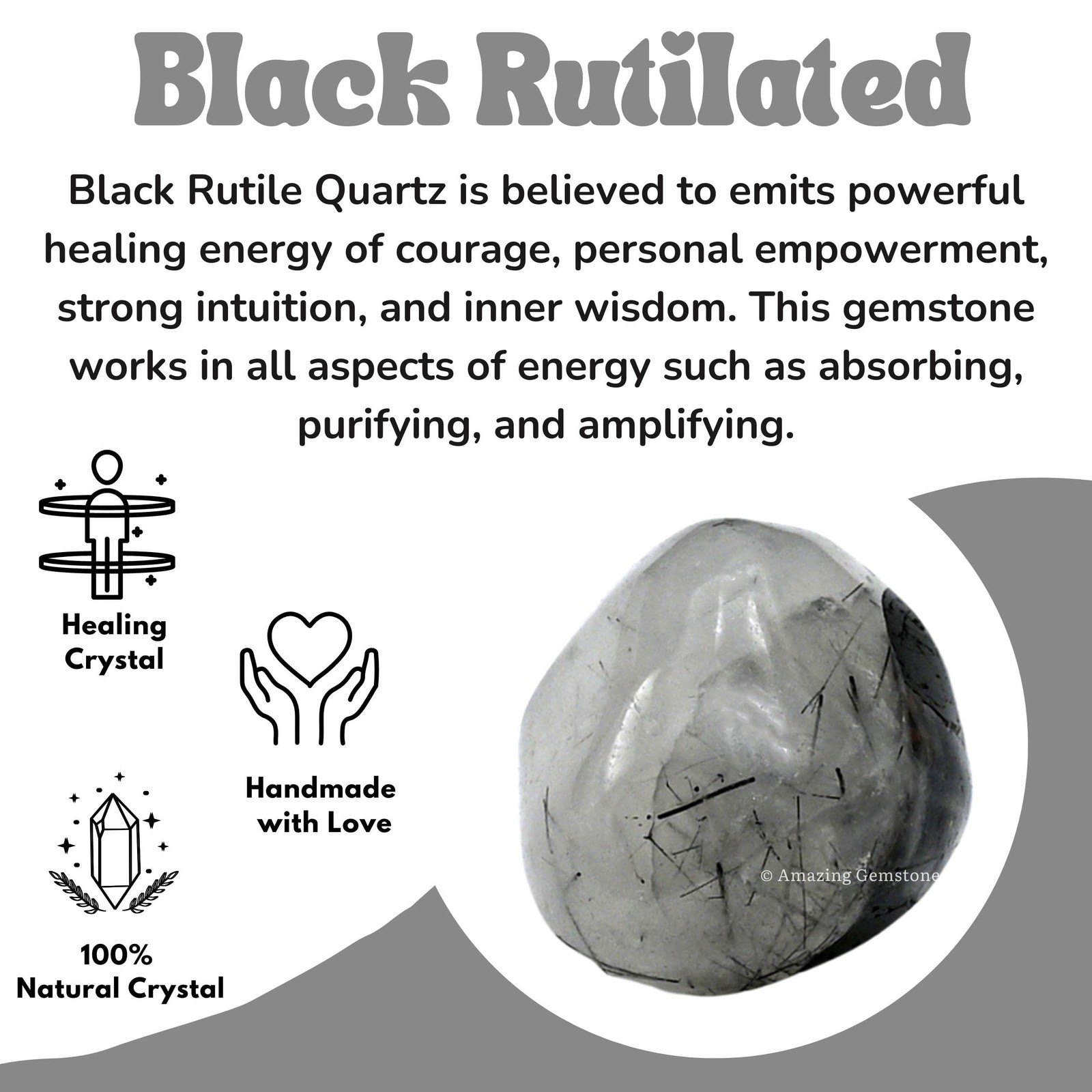 Black Rutile Gemstone 925 Sterling Silver Jewelry Necklace 18″ X-Mas Gift F503