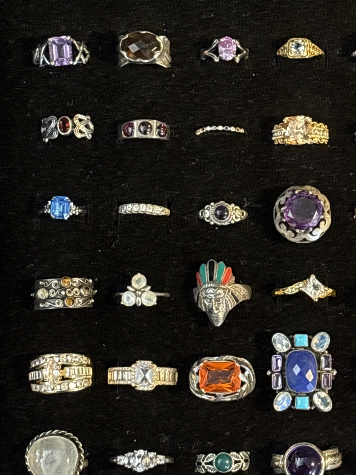 925/ Sterling 72 Rings Of Diff Sizes ,Stones And Styles Vtg / newCollection