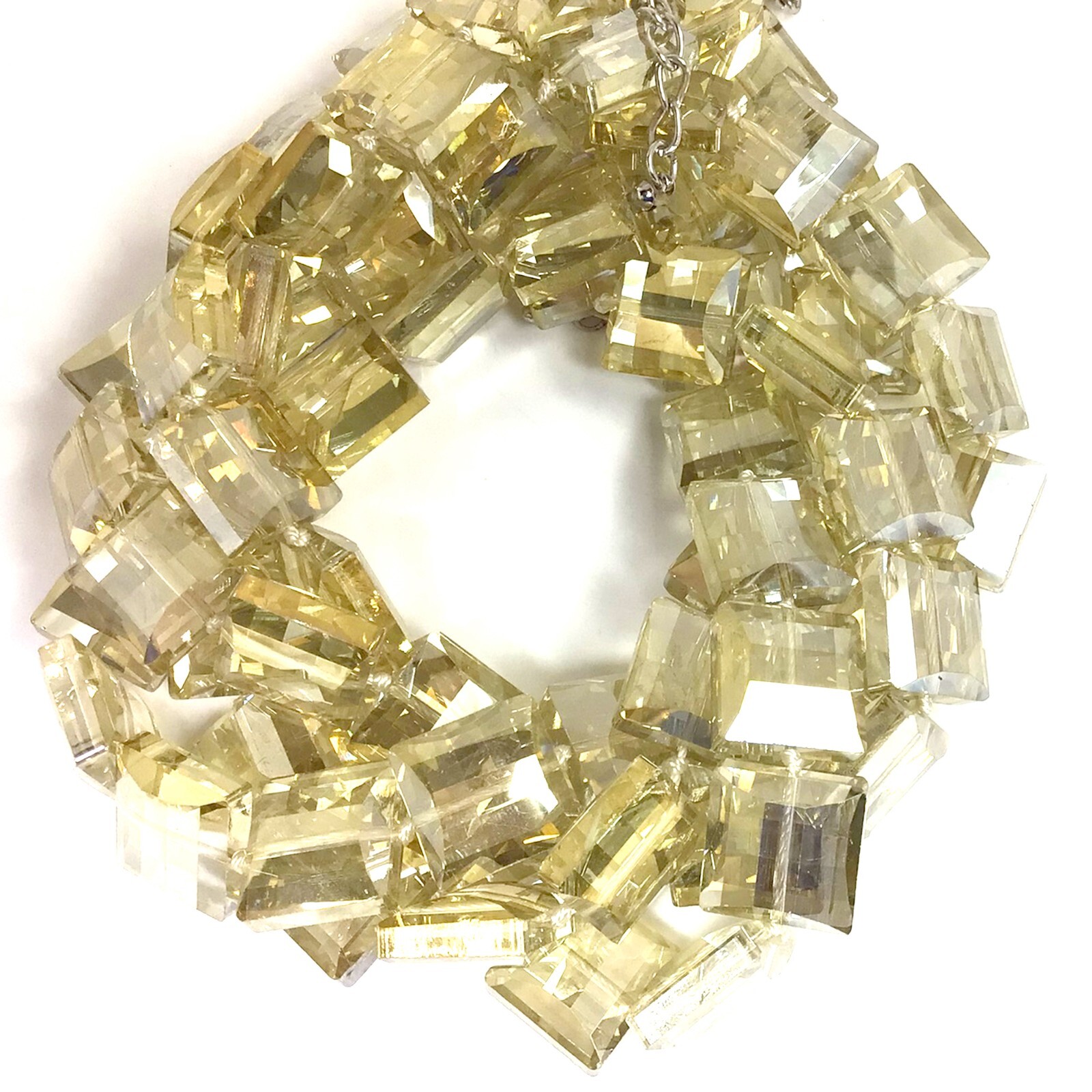 Champagne Cream Yellow Crystal Faceted Flat Square Bead 18mm Handcut 15″ 19pcs