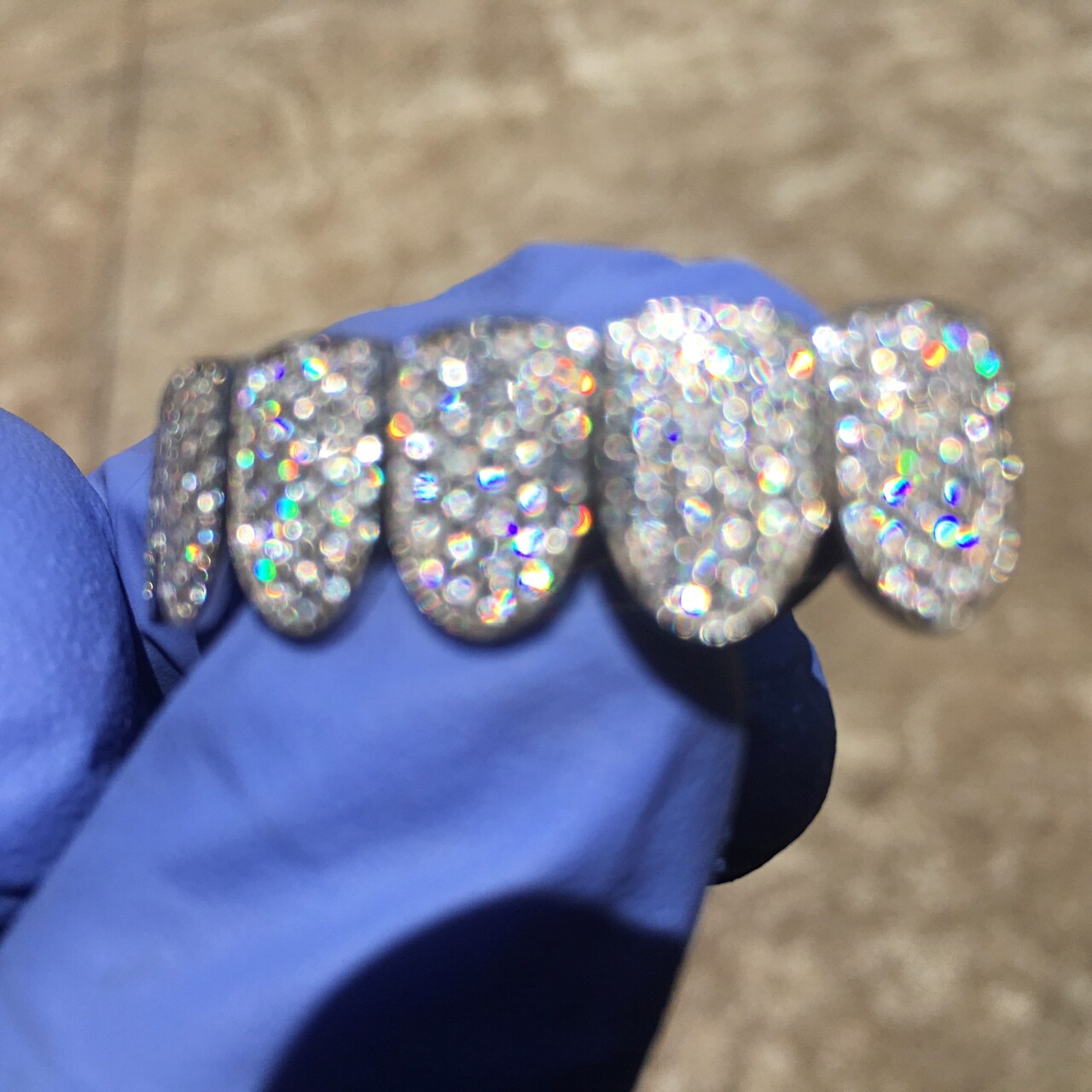 Real 925 Sterling Silver Grillz Micro Pave Iced Flooded Out CZ Bottom Teeth