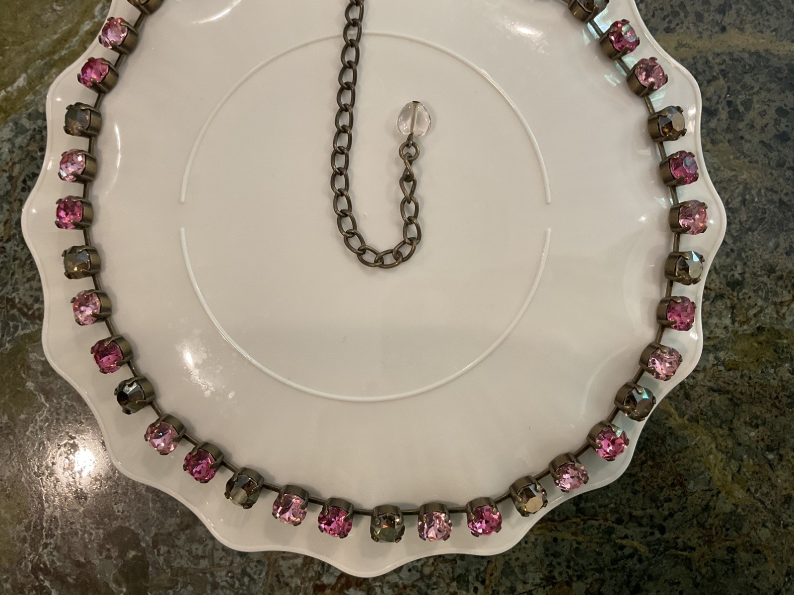 NOT (SABIKA) Brown and Pink Colored (CRYSTAL) NECKLACE