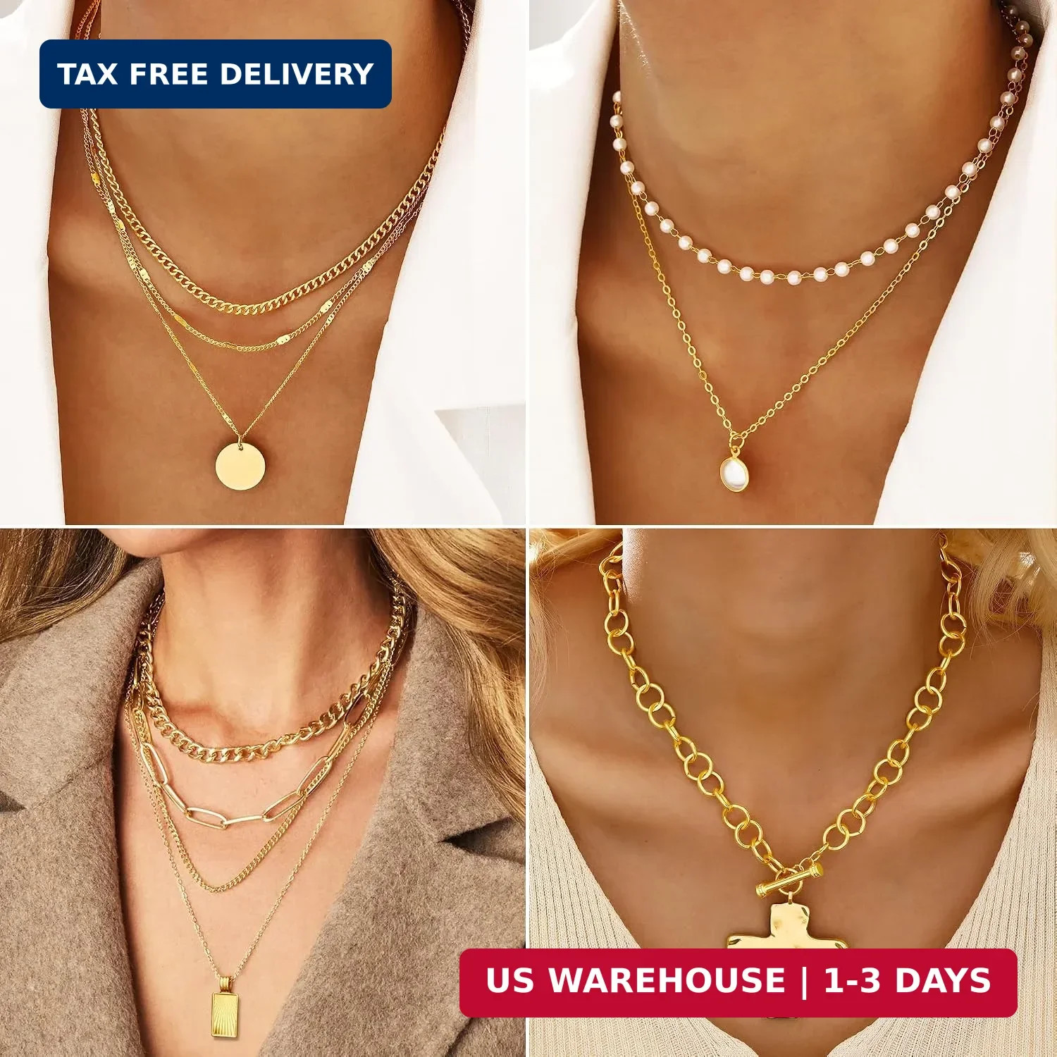 FANDY 137 Pieces Gold Jewelry Set for Women, 12 Necklace, 14 Bracelet, 21 Earrin