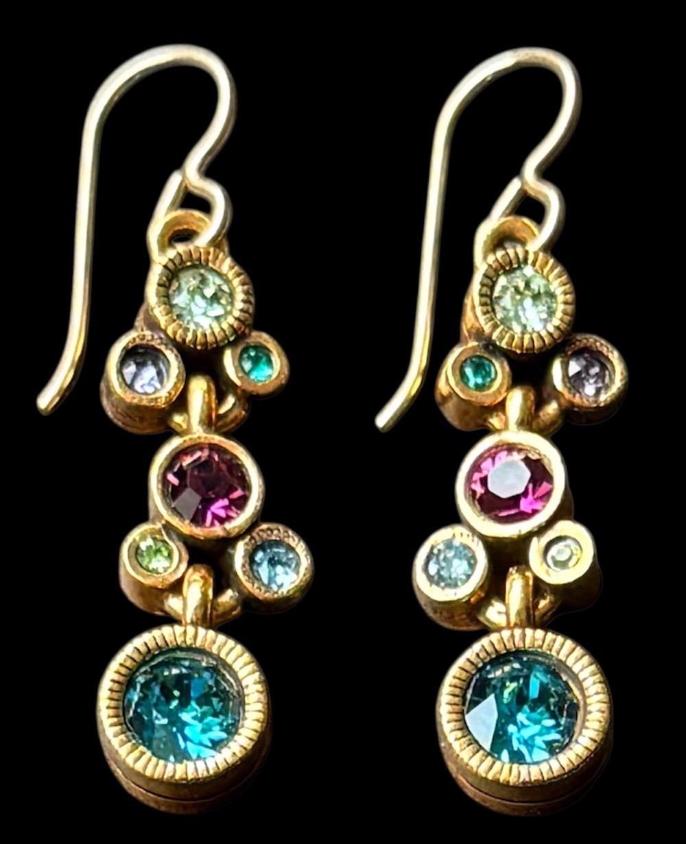 NEW Patricia Locke Gold / Waterlily DEBUTANTE Crystal EARRINGS USA HANDMADE NWT