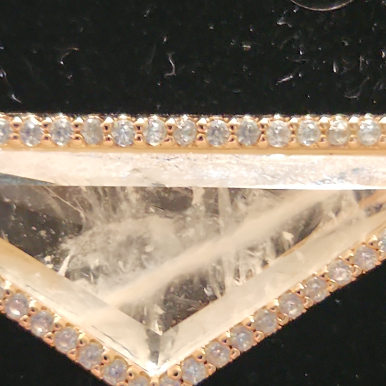 BP Rose Gold Triangle Quartz with CZ Accents Pendant Necklace