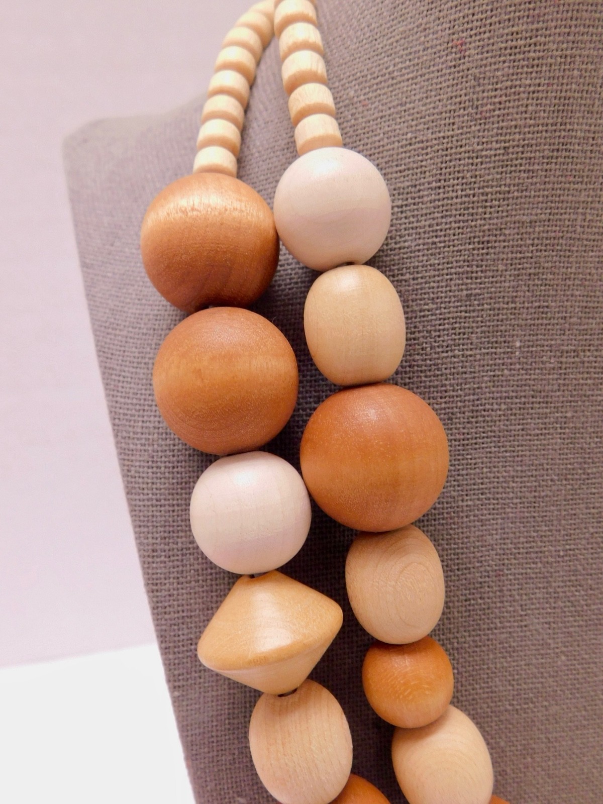 Aarikka Finland Wood Bead Double Strand Necklace