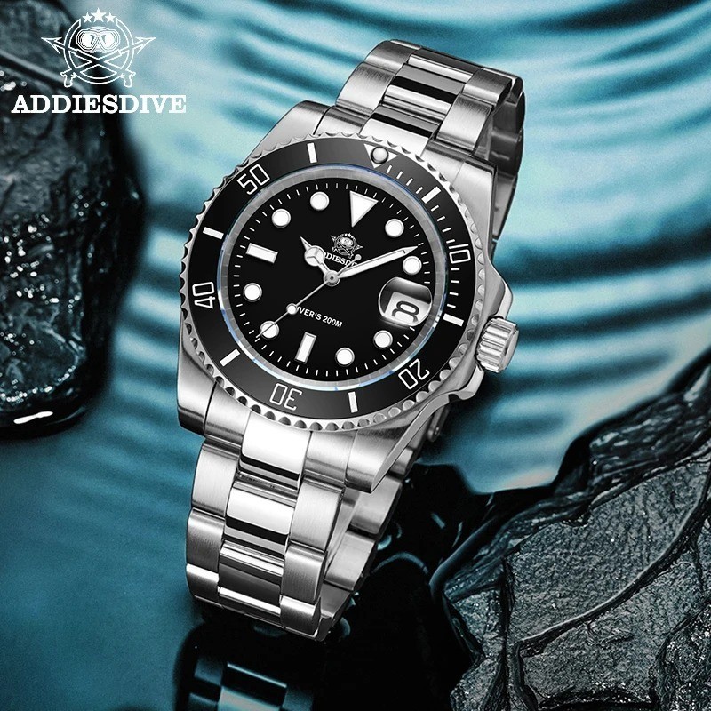 ADDIESDIVE Men’s Stainless Steel Quartz Watch Waterproof Sports Wristwatch