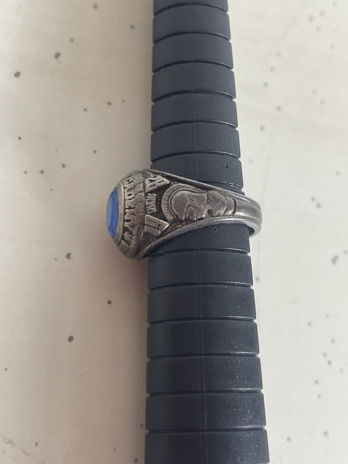925 Sterling Silver Balfour School College 1986 Pembroke ring Size 5 Blue Stone
