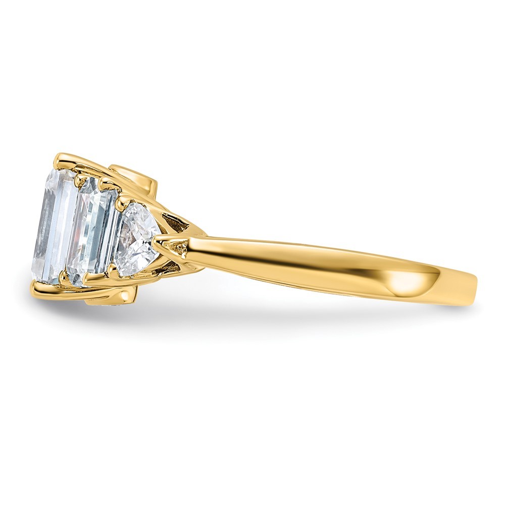 14k Yellow Gold 3 3/8ct. Emerald Cut D E F Moissanite Engagement Ring Size 7