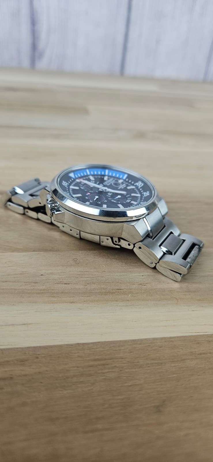 Citizen Eco-Drive Chronograph Solar Quartz 48.5mm BlueDial WR200 Watch Working