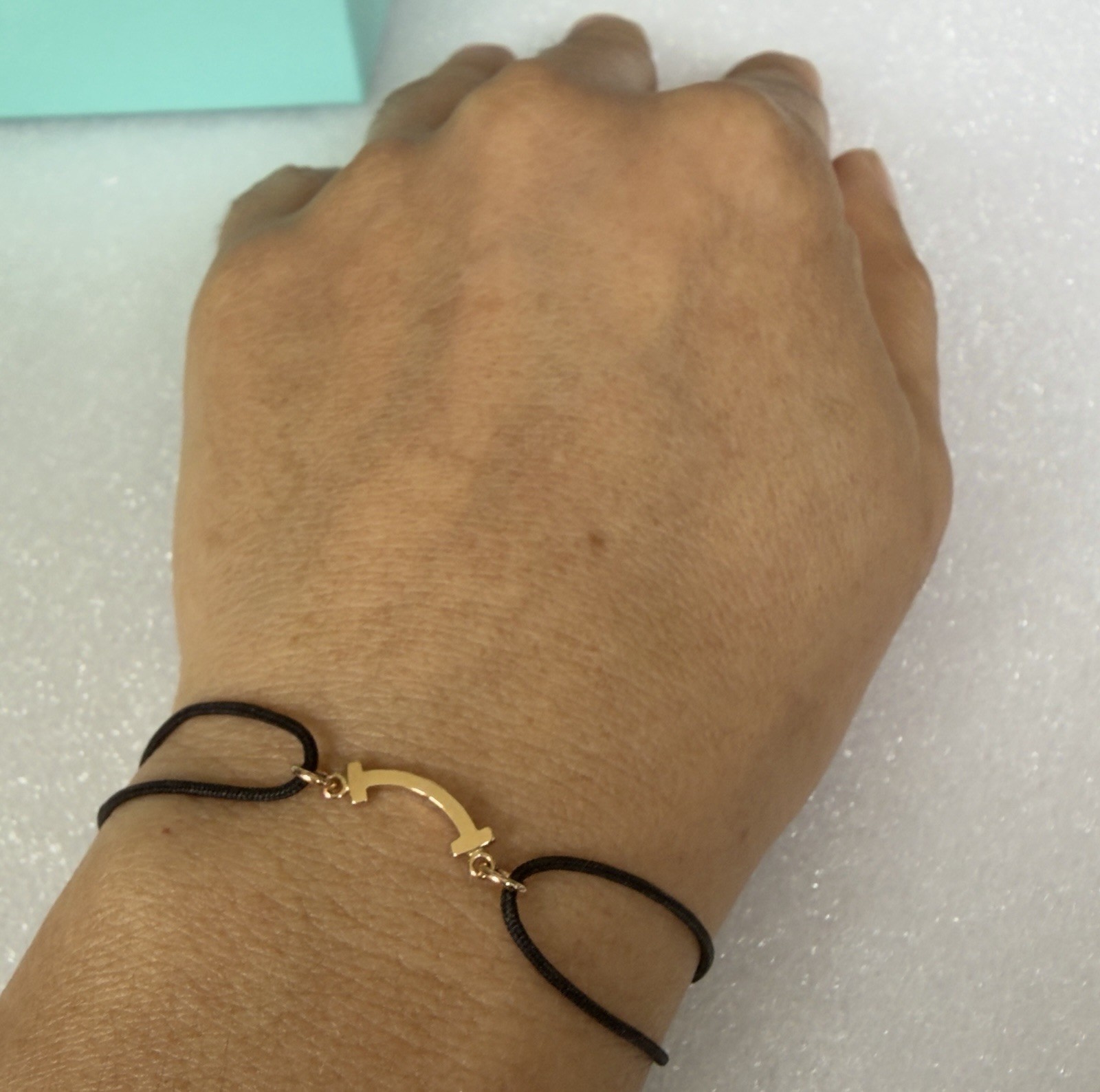Tiffany & Co. Bracelet T Smile 71393968 Polyester Black Cord #M-XL 750RG