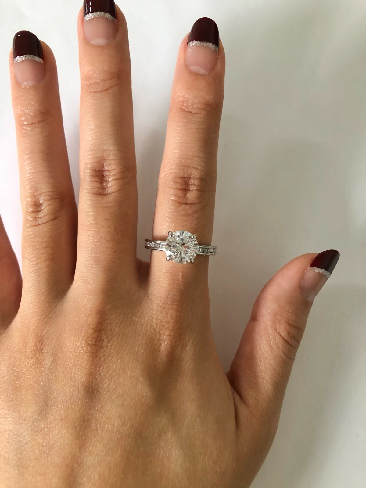 Elegant 2.5 CT Round Clear CZ 925 Silver Baguette Bezel Style Ring Size 8