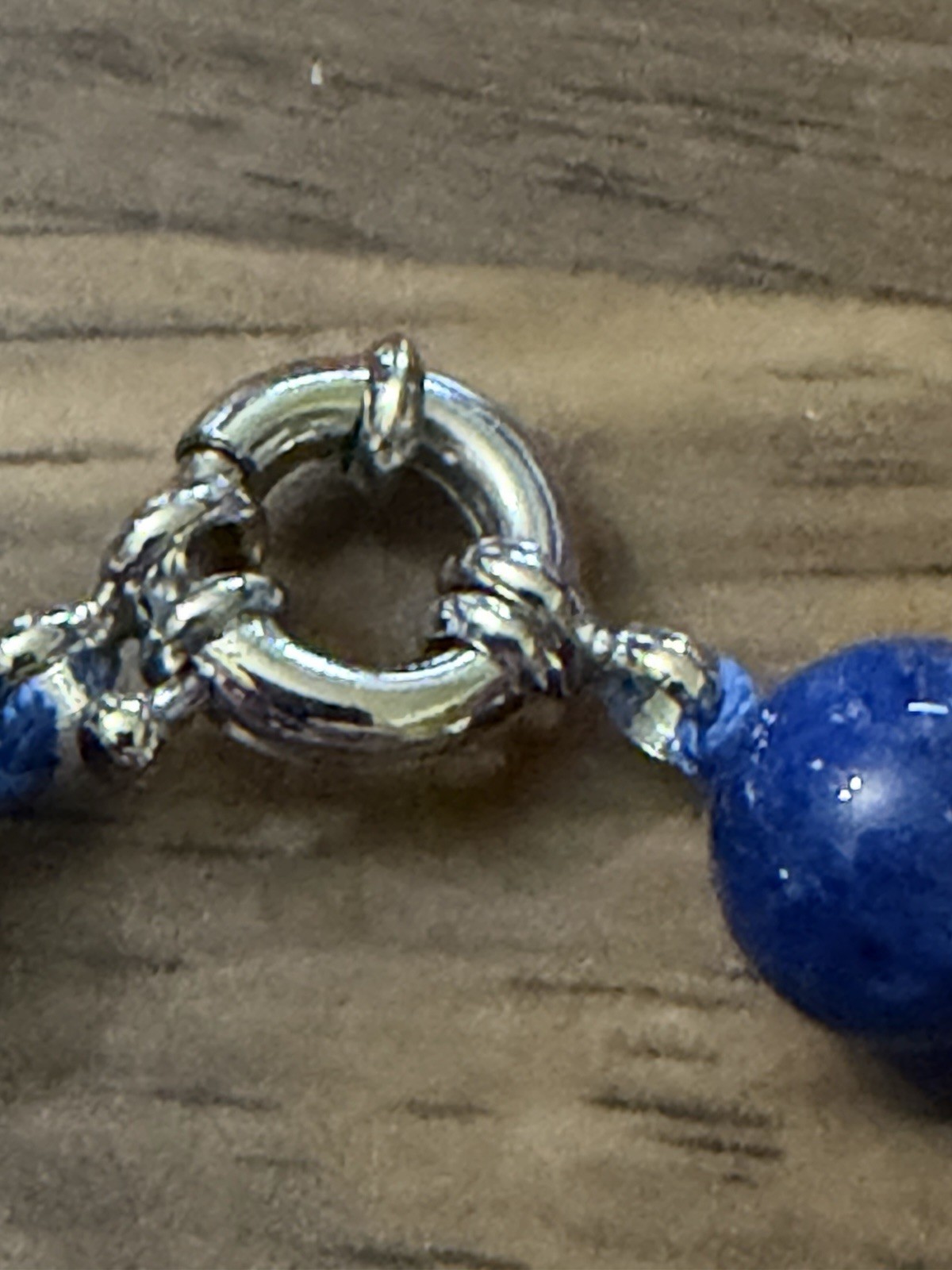 10mm Round Lapis Lazuli Beads & Oval Pendant Necklace 18”